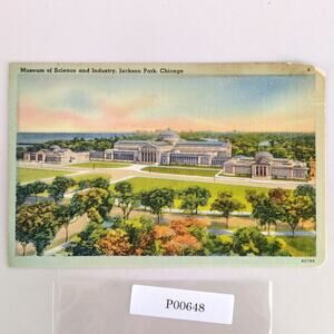 Museum of Science and Industry Jackson Park Chicago IL 1930s Linen Postcard